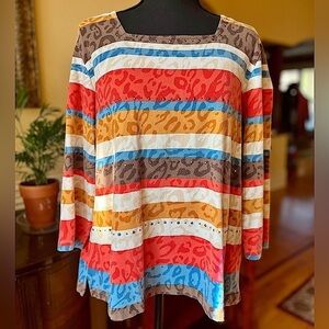 Alfred Dunner Petite Three Quarter Sleeve Top